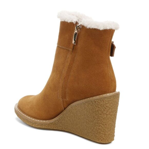 FRANCO SARTO Ulayna Water Resistant Suede Fleece Wedge Bootie, Brown, 10, NWT - Picture 4 of 16